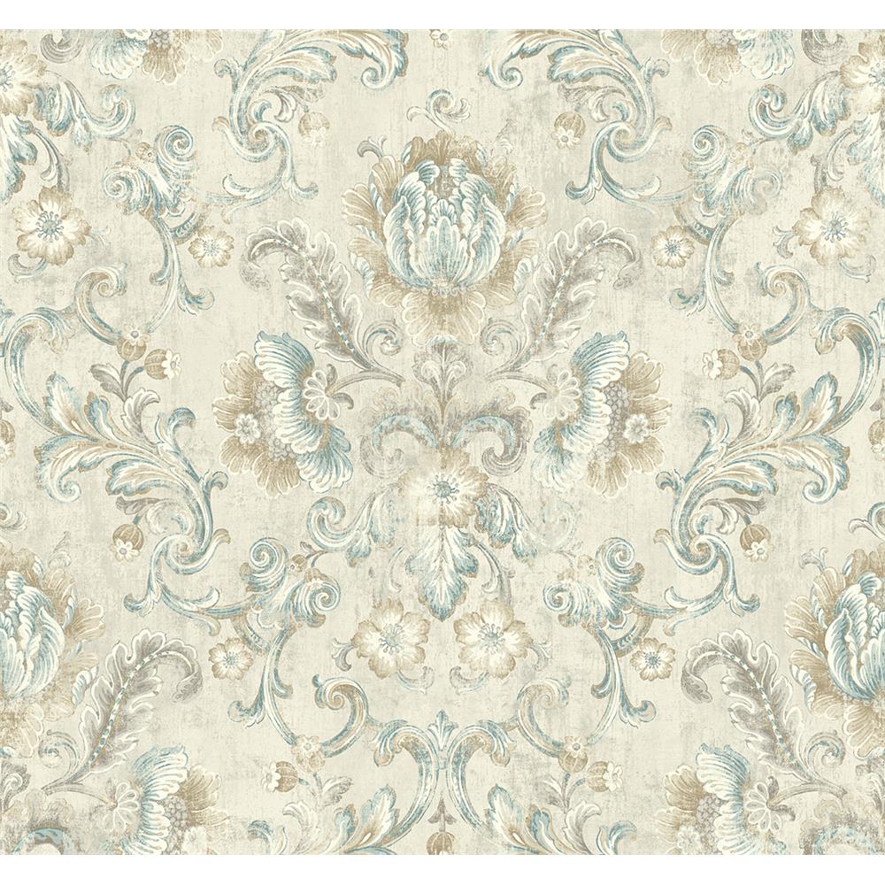Wallquest MV80908 Vintage Home 2 Floral Cameo Wallpaper in Grey