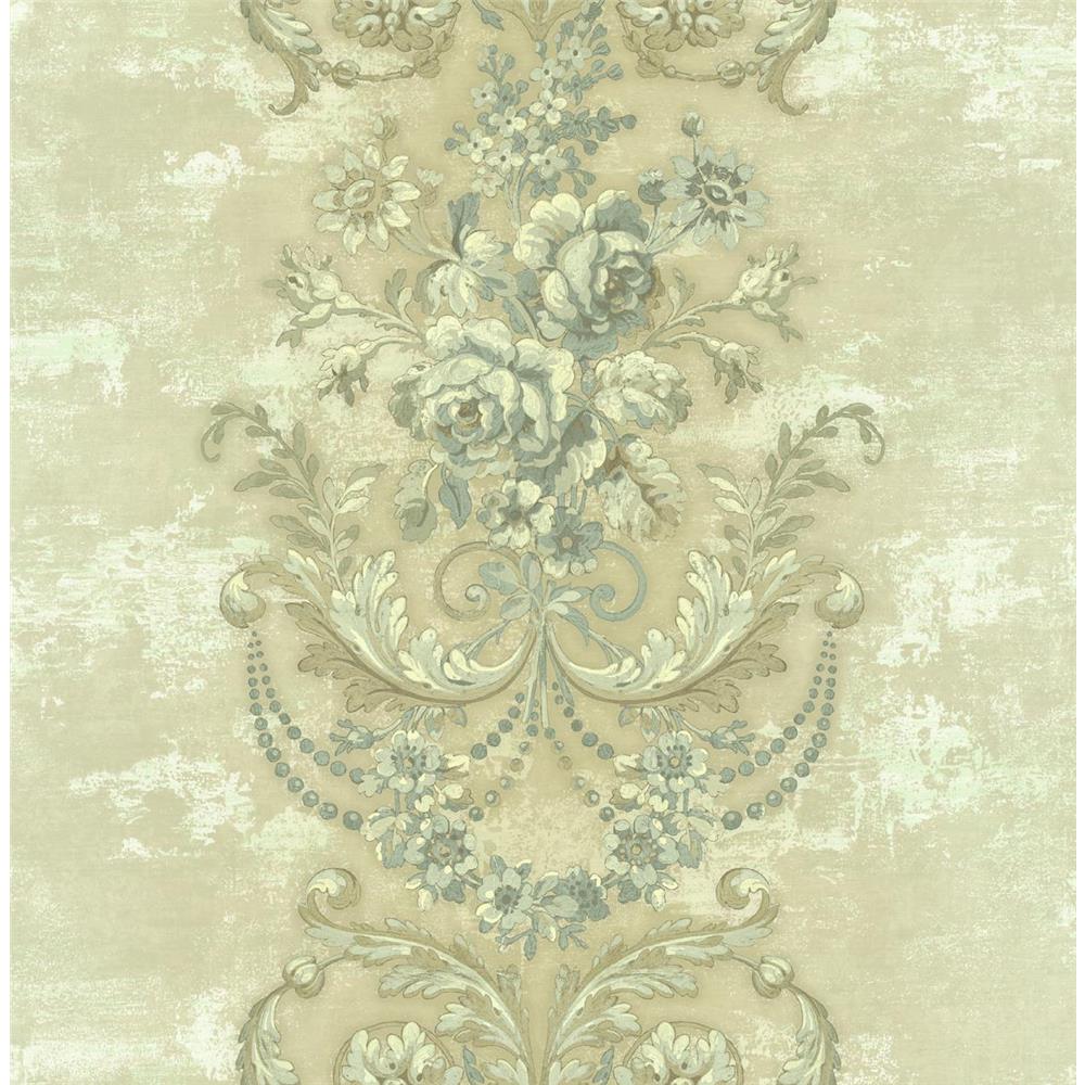 Wallquest RD81202 Lancaster Coiness Floral Wallpaper in Green