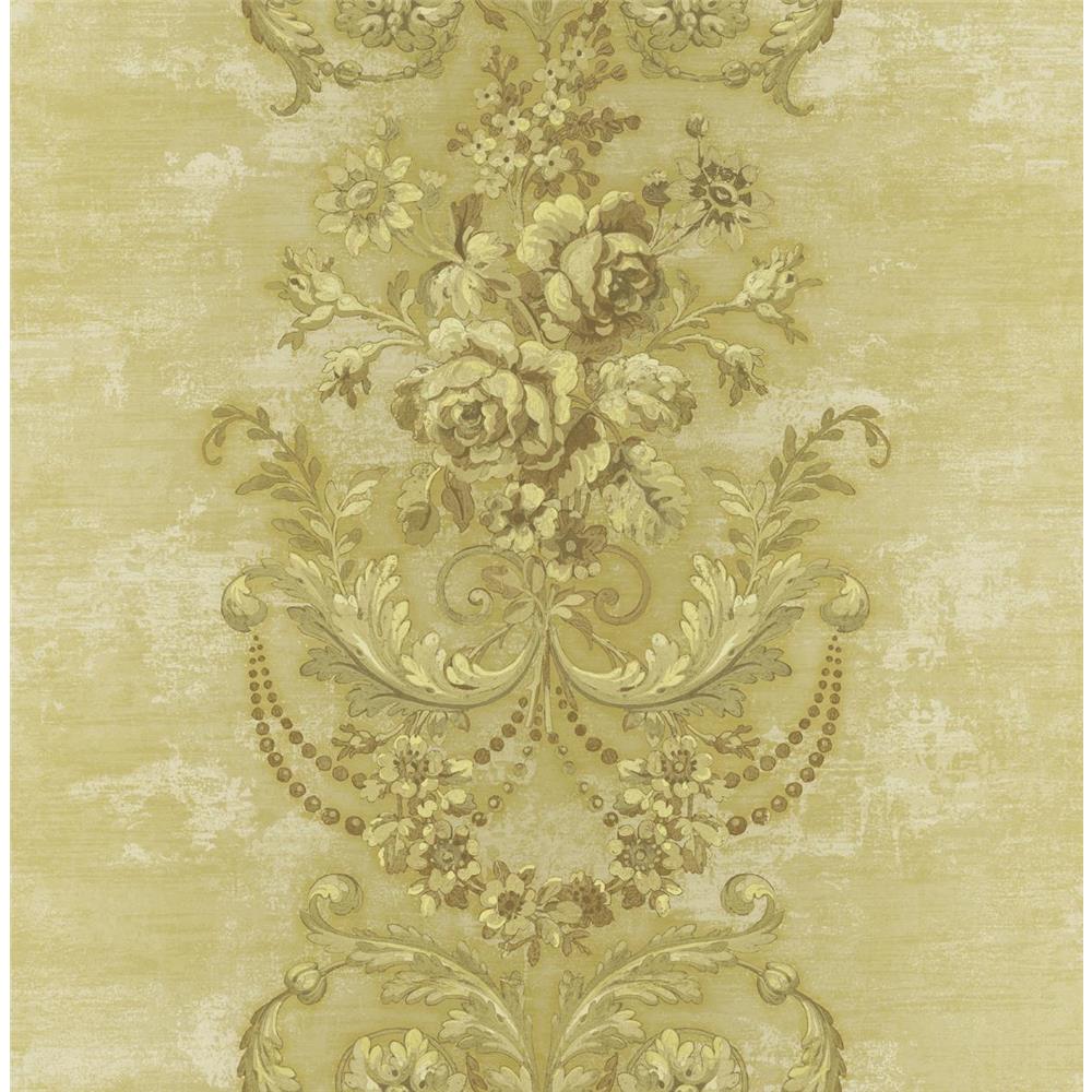 Wallquest RD81205 Lancaster Coiness Floral Wallpaper in Gold
