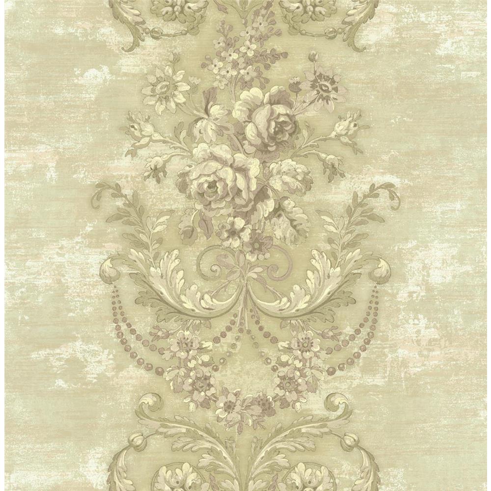 Wallquest RD81209 Lancaster Coiness Floral Wallpaper in Green