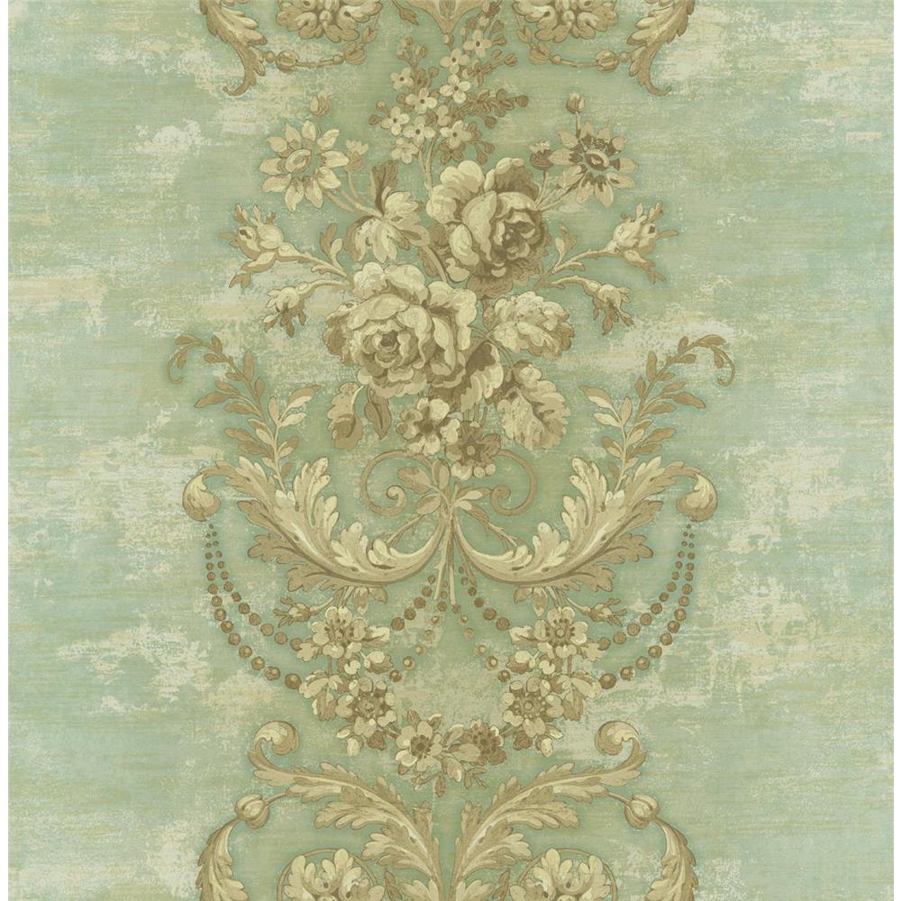 Wallquest RD81217 Lancaster Coiness Floral Wallpaper in Green