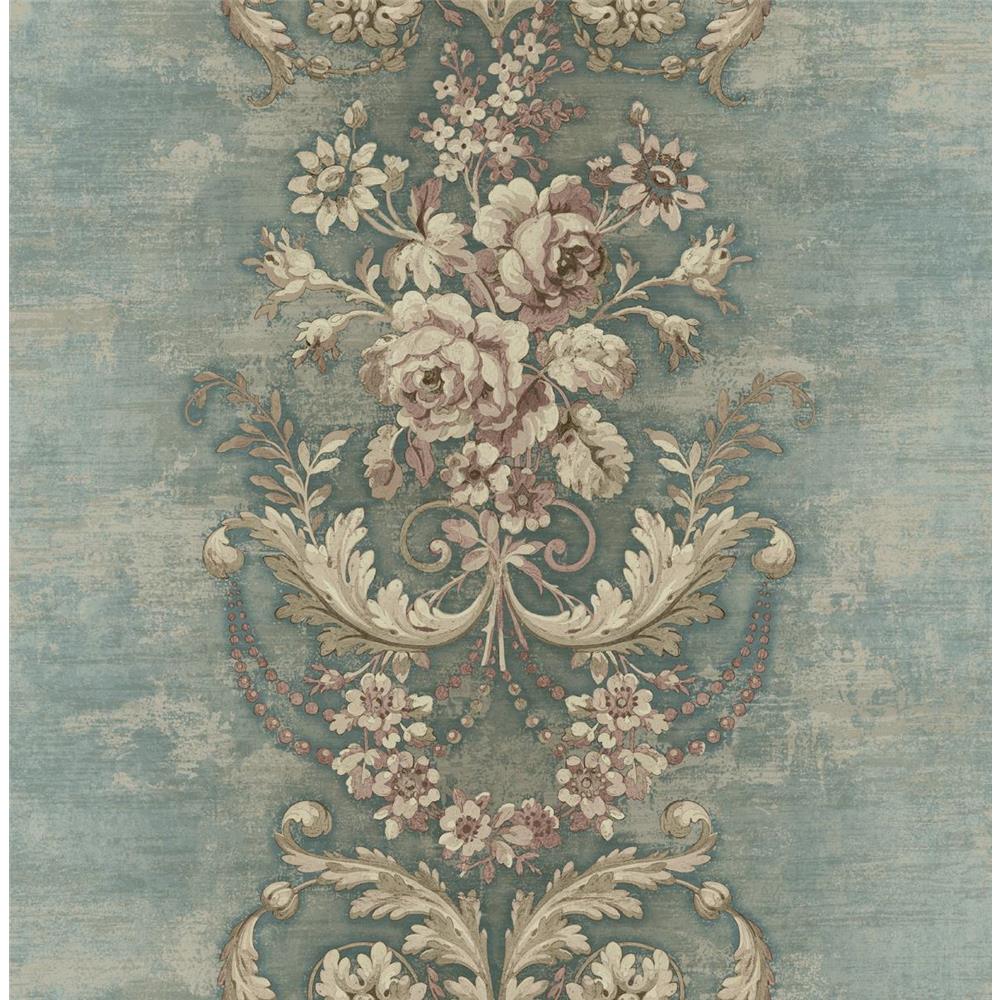 Wallquest RD81219 Lancaster Coiness Floral Wallpaper in Blue