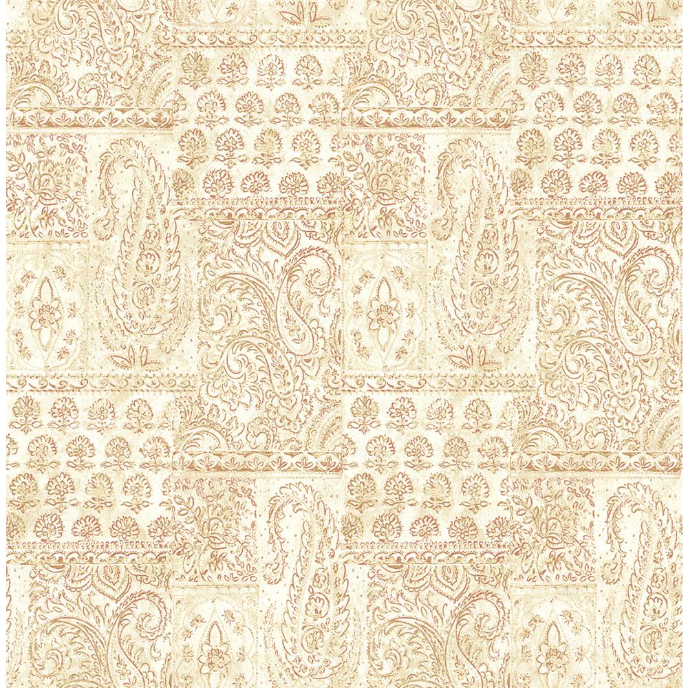 Wallquest RN70501 Jaipur 2 Paisley Patchwork Wallpaper in Beige 