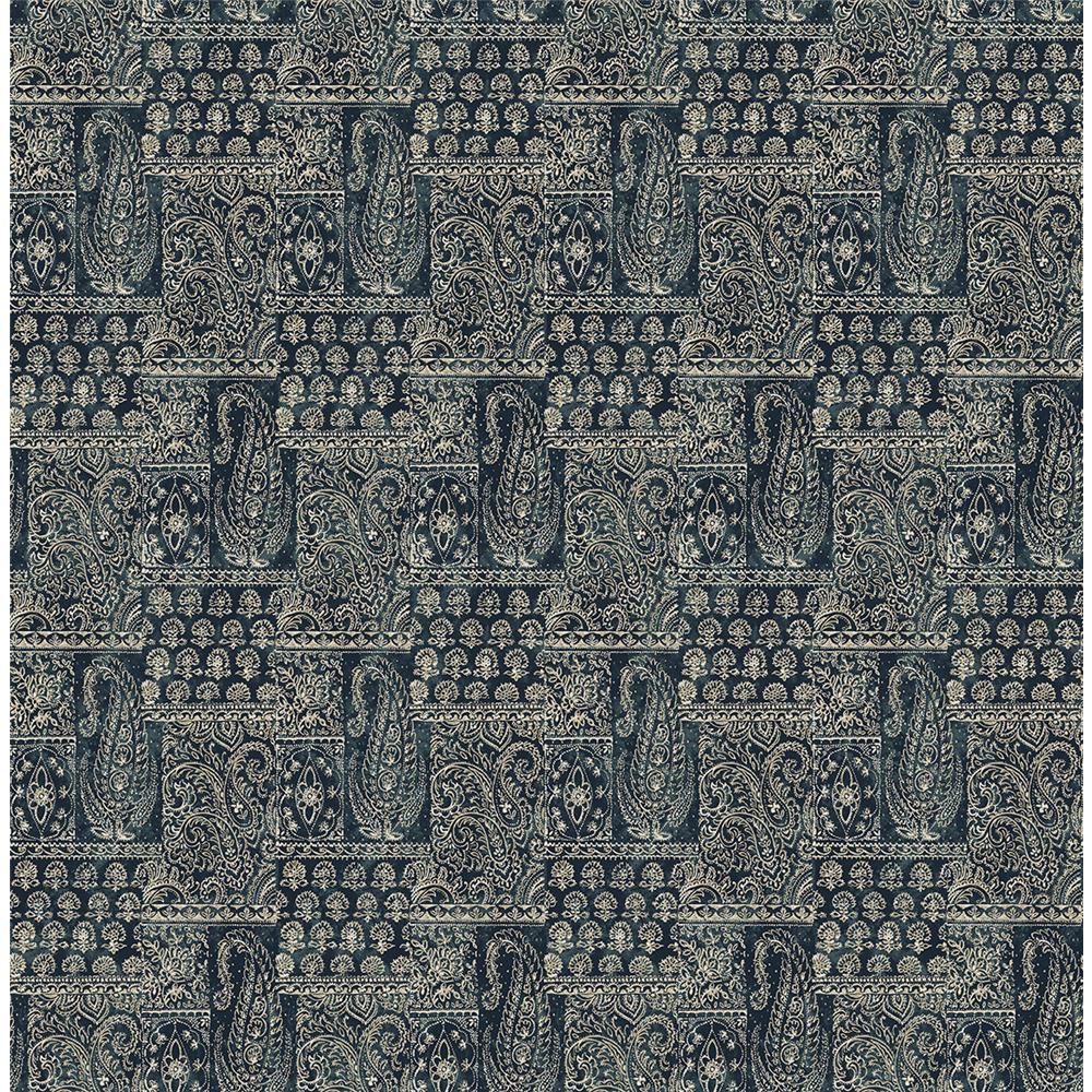 Wallquest RN70502 Jaipur 2 Paisley Patchwork Wallpaper in Blue