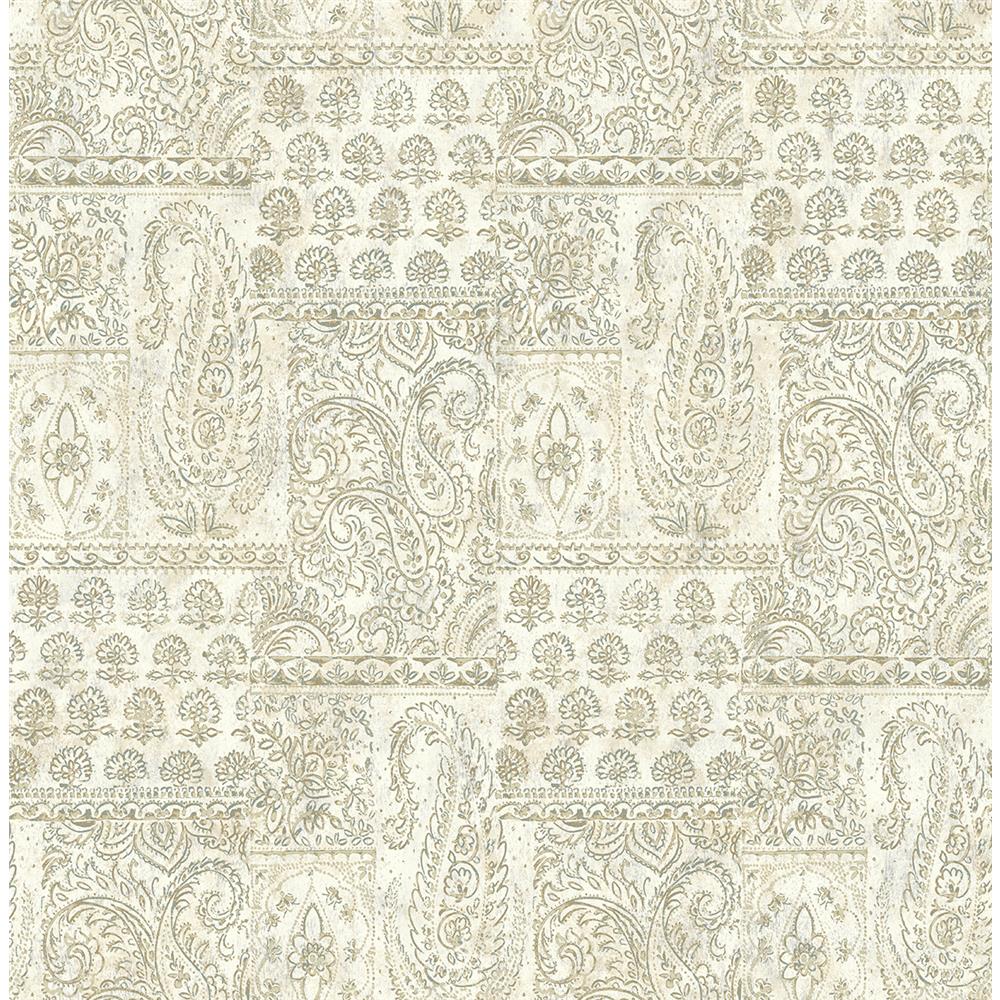 Wallquest RN70512 Jaipur 2 Paisley Patchwork Wallpaper in Neutral 