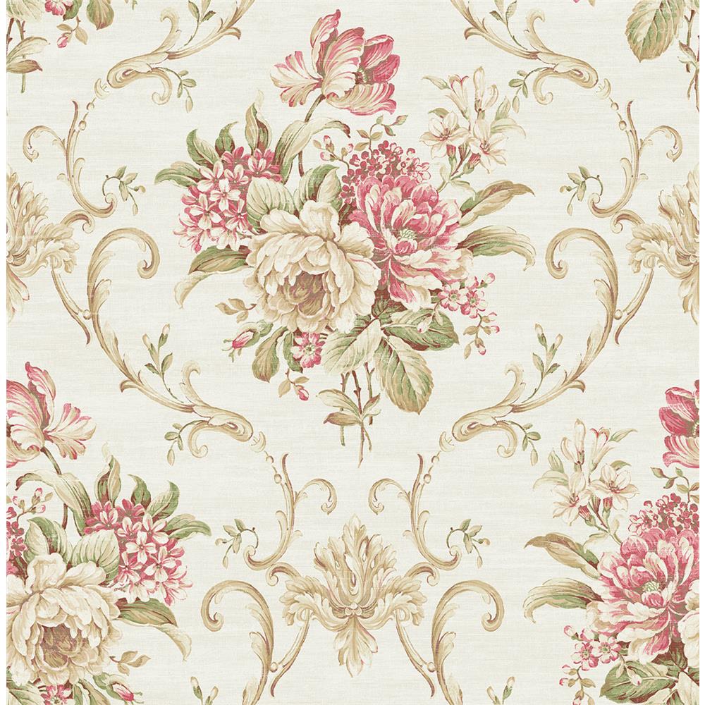 Wallquest RV20014 Summer Park Floral Cameo Wallpaper in Neutral 