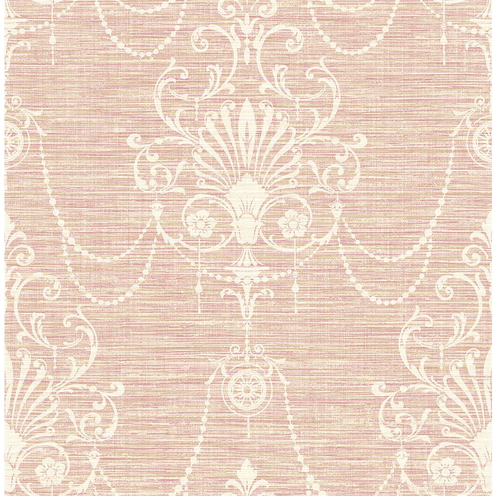 Wallquest RV20801 Summer Park Linen And Pearls Wallpaper in Pink