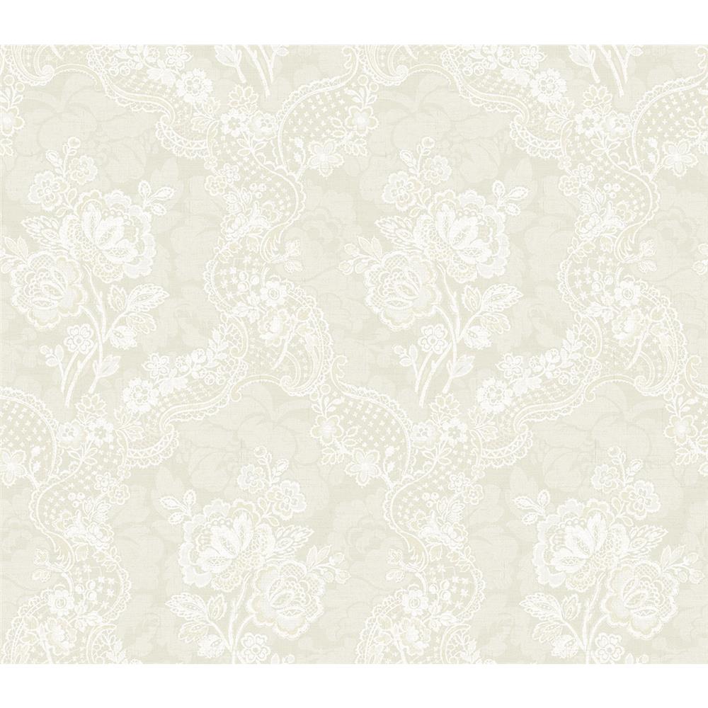 Wallquest RV21107 Summer Park Lace Floral Wallpaper in Neutral 
