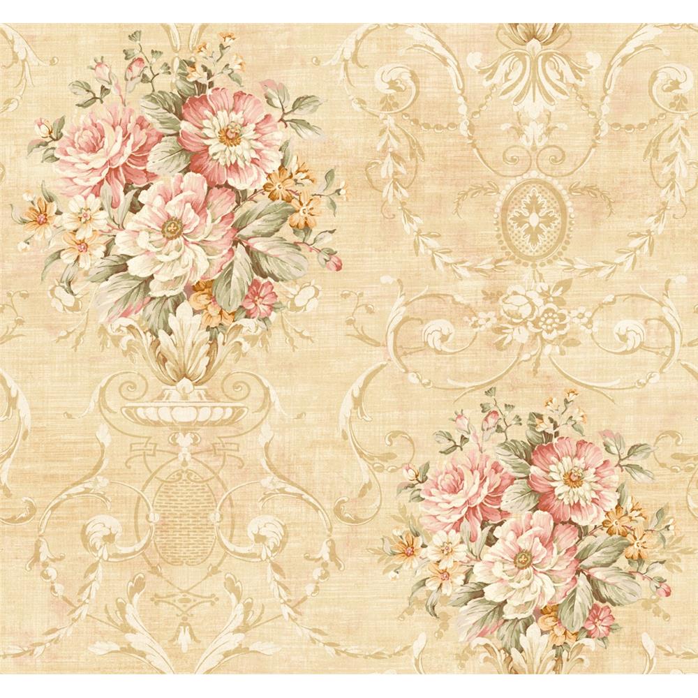 Wallquest TX40005 Cambridge Decadence Floral Wallpaper in Pink