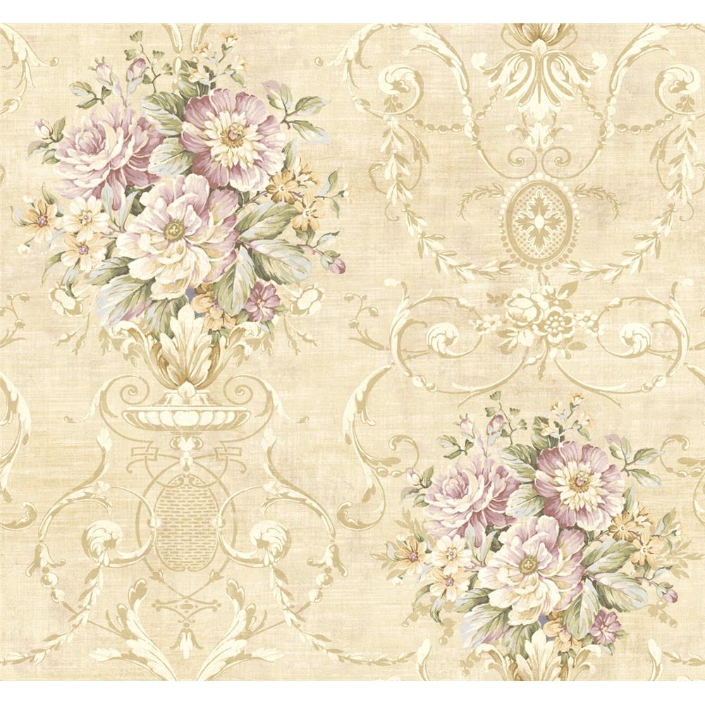 Wallquest TX40007 Cambridge Decadence Floral Wallpaper in Pink