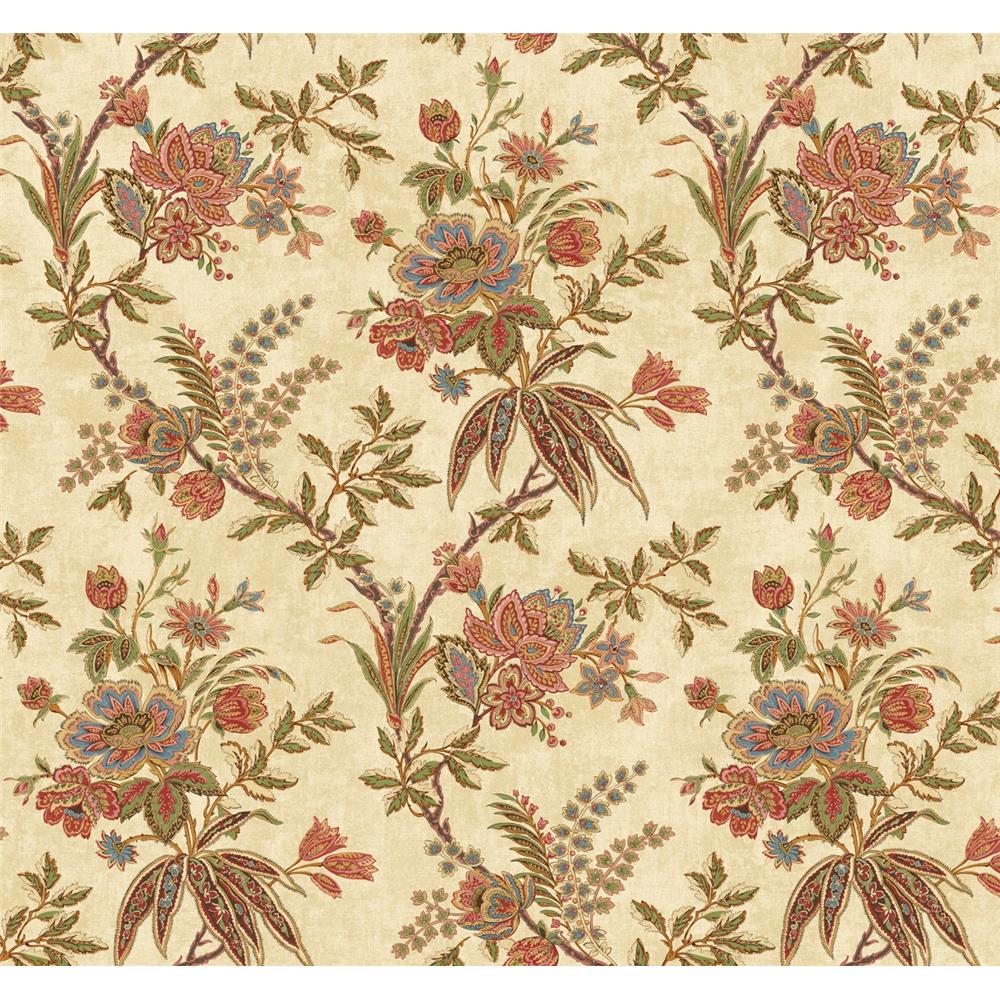 Wallquest TX40405 Cambridge Cartrill Floral Wallpaper in Red