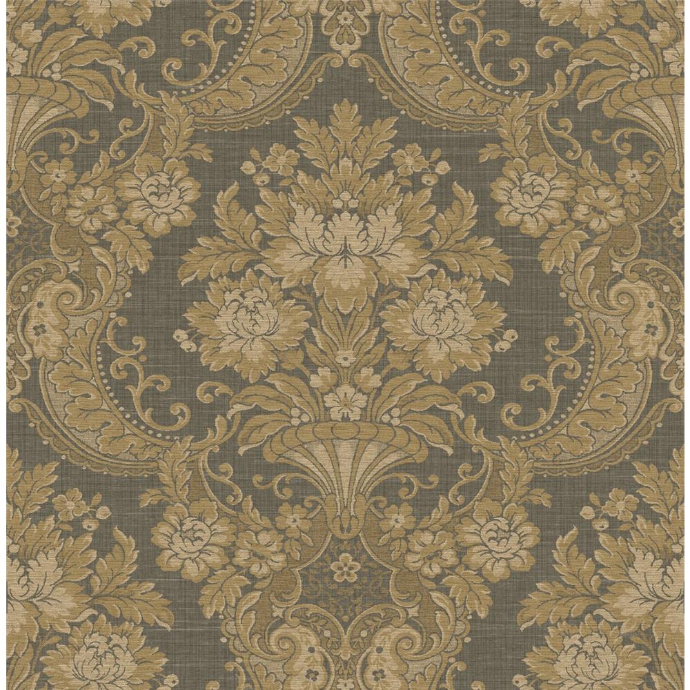 Wallquest TX40900 Cambridge Whimsey Damask Wallpaper in Grey