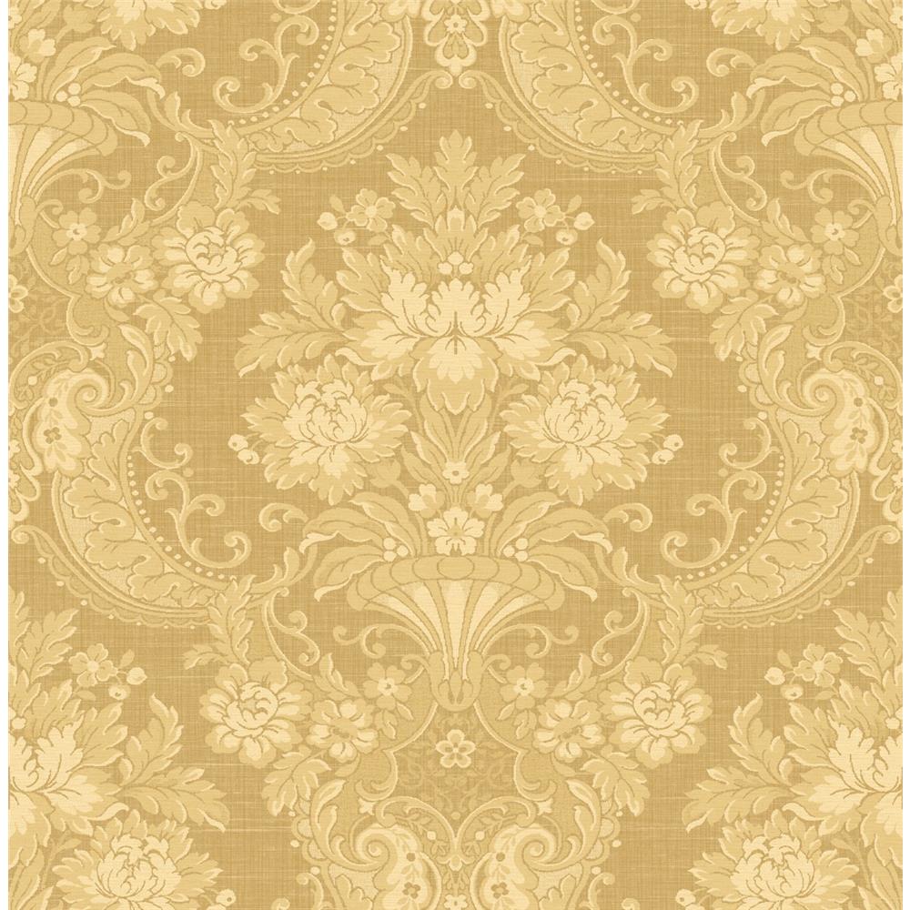 Wallquest TX40905 Cambridge Whimsey Damask Wallpaper in Yellow