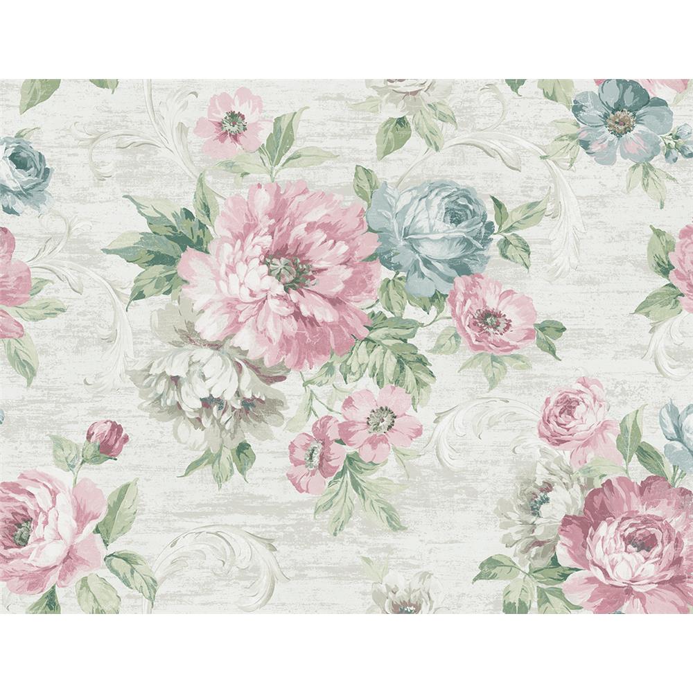 Wallquest VA10102 Via Allure 2 Floral Wallpaper in Pink