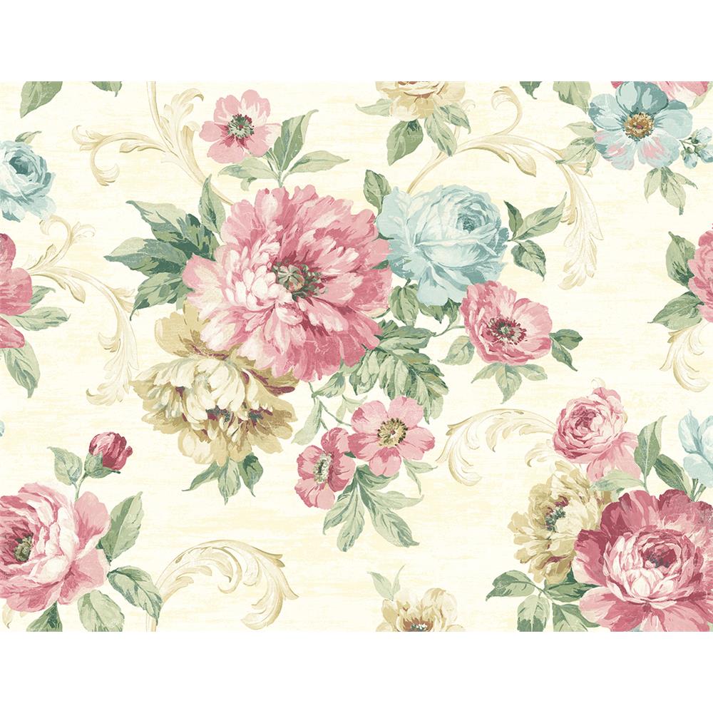 Wallquest VA10103 Via Allure 2 Floral Wallpaper in Pink