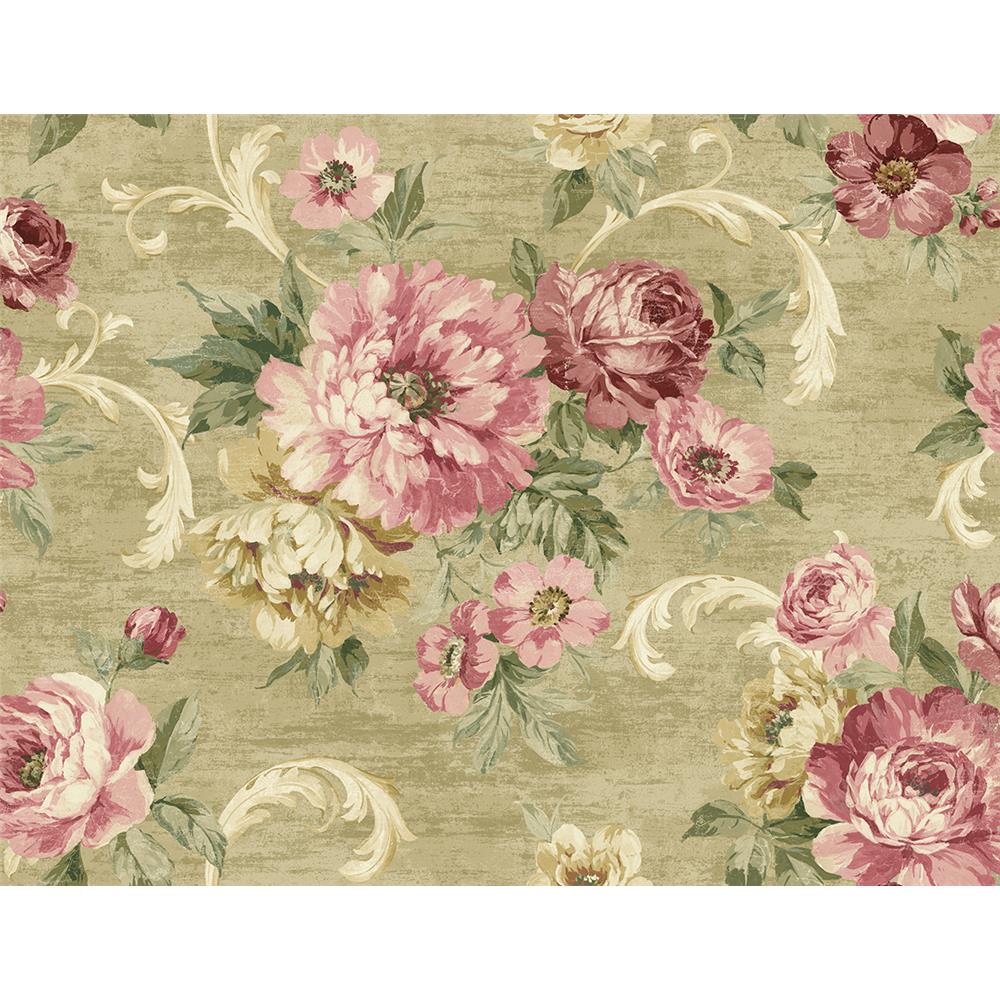 Wallquest VA10107 Via Allure 2 Floral Wallpaper in Brown