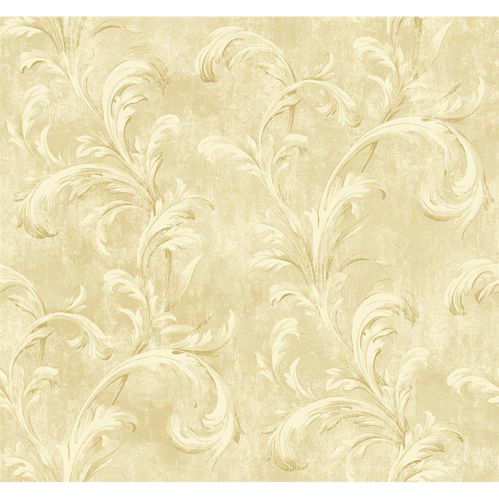 Wallquest VA10307 Via Allure 2 Elegant Scrolls Wallpaper in Beige 