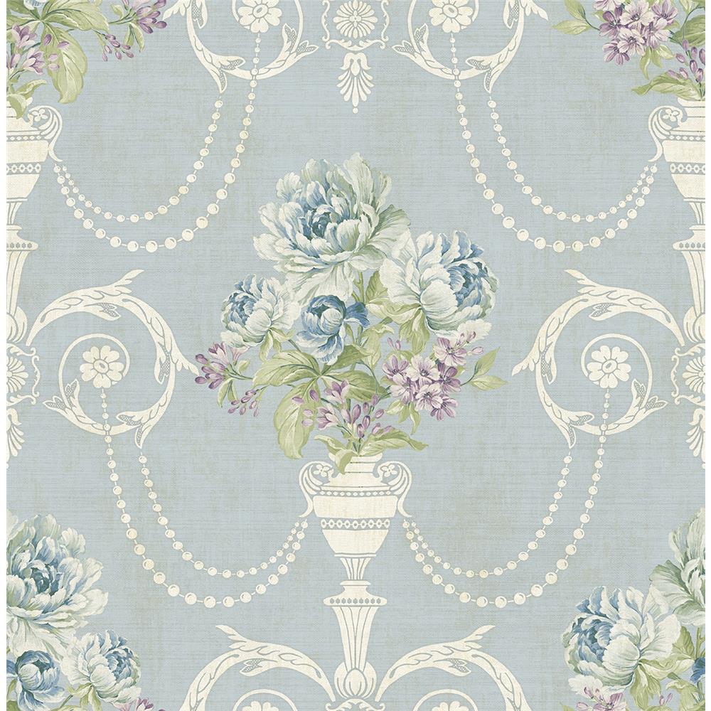 Wallquest VA11402 Via Allure 2 Bouquet Wallpaper in Blue