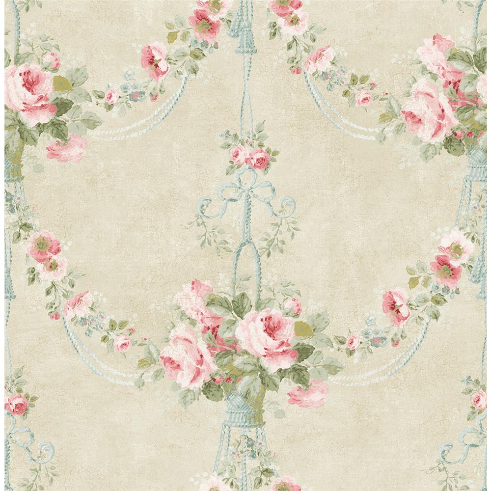Wallquest VC90001 Vintage Charm Charm Floral Wallpaper in Green