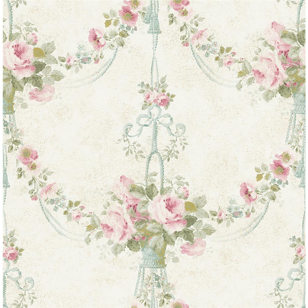 Wallquest VC90009 Vintage Charm Charm Floral Wallpaper in Pink