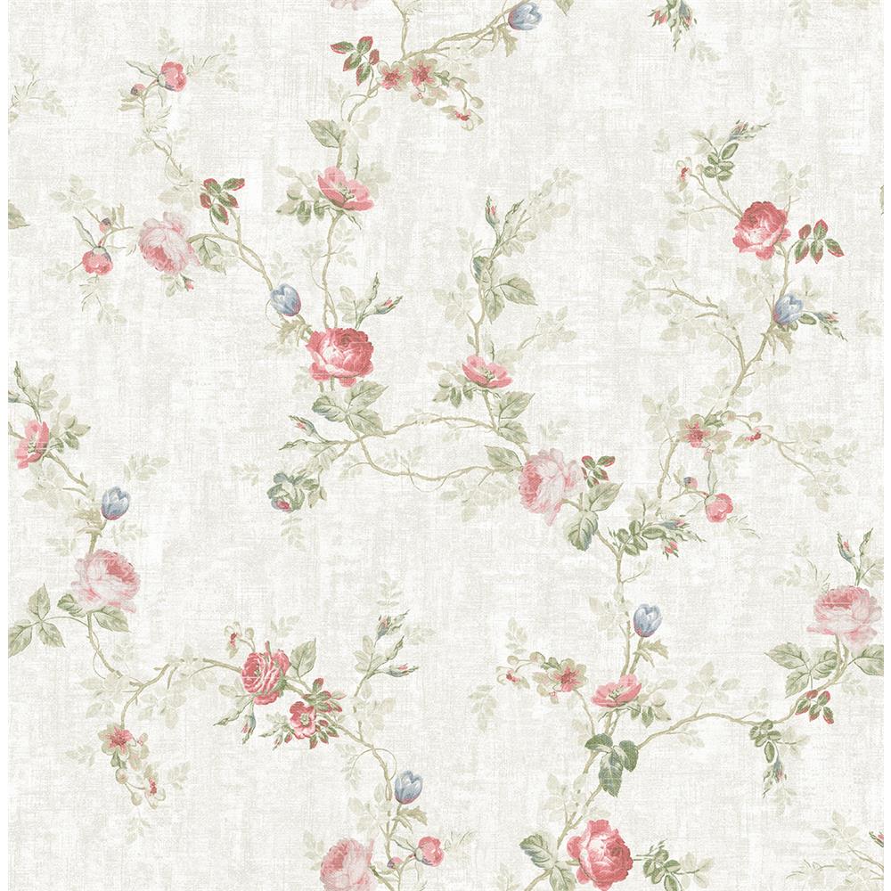 Wallquest VC90900 Vintage Charm Rose Trail Floral Wallpaper in Green