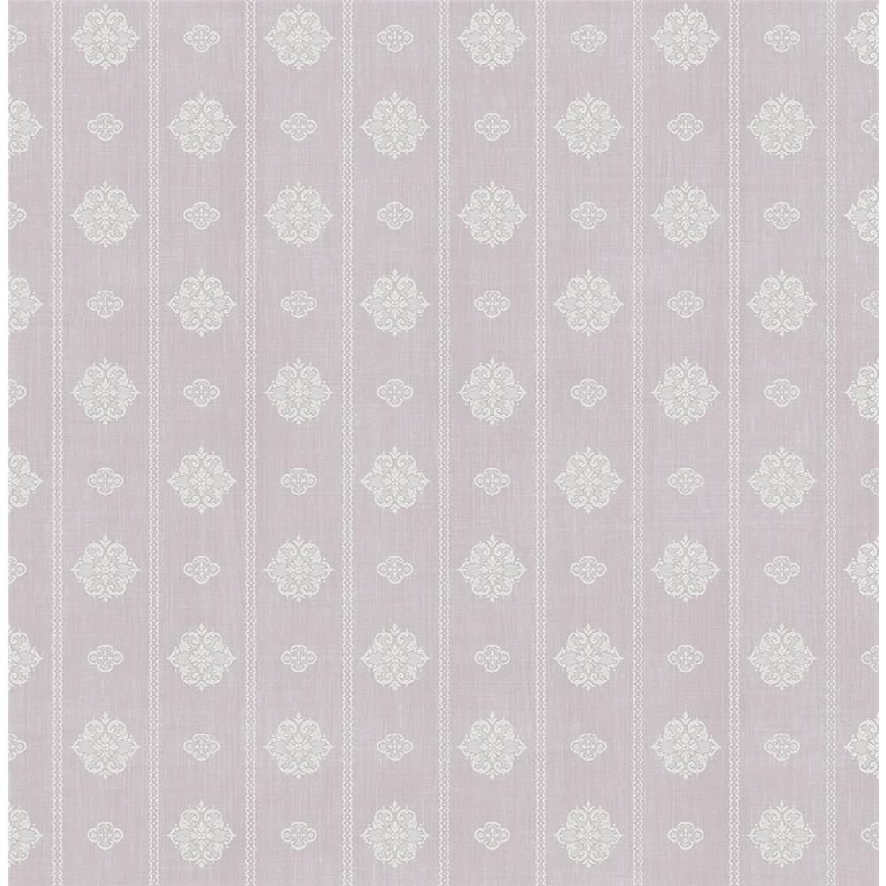 Wallquest VC91209 Vintage Charm Linebeck Striped Wallpaper in Purple