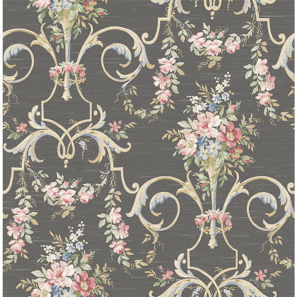 Wallquest VC91300 Vintage Charm Entranced Floral Wallpaper in Brown