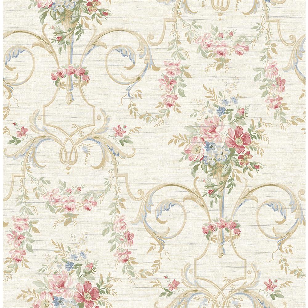 Wallquest VC91301 Vintage Charm Entranced Floral Wallpaper in Pink