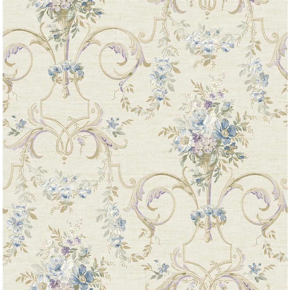 Wallquest VC91302 Vintage Charm Entranced Floral Wallpaper in Blue