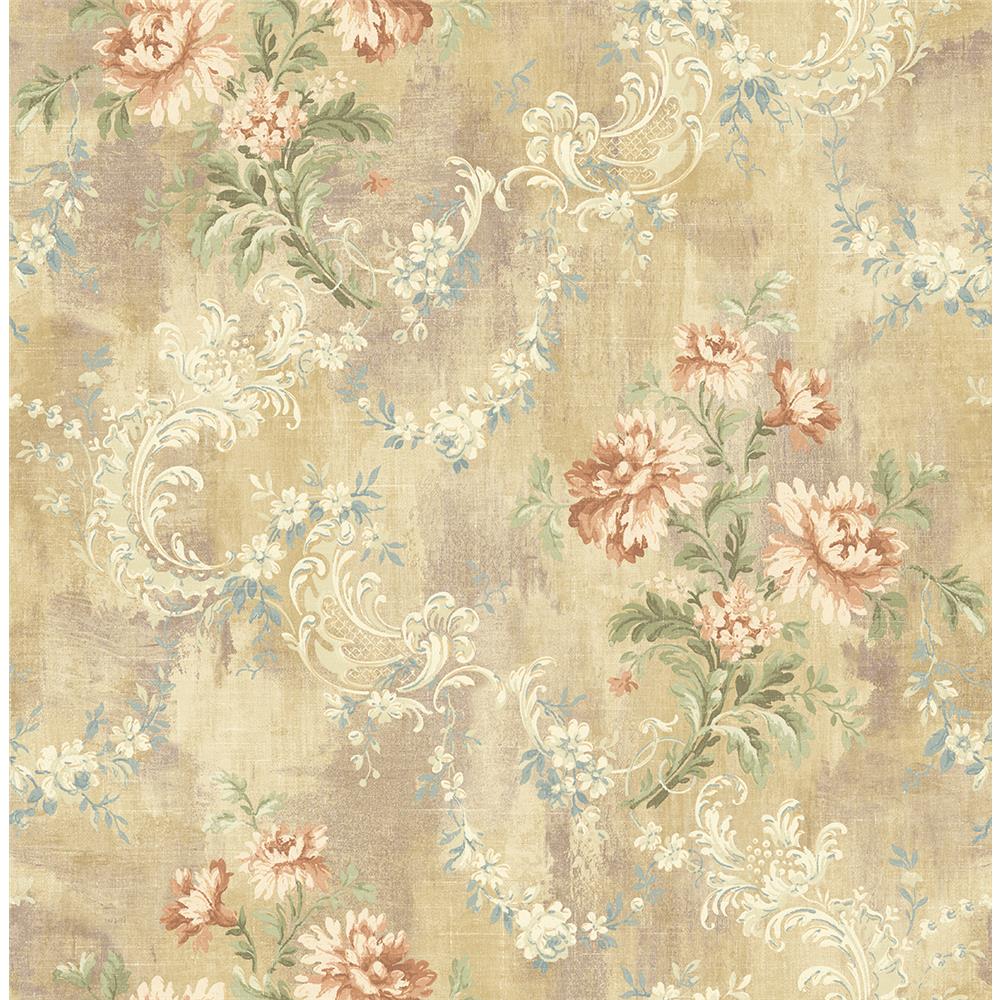 Wallquest VF30303 Manor House Monotone Floral Wallpaper in Brown