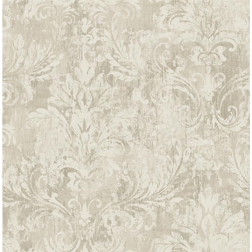 Wallquest VF30508 Manor House Framed Damask Wallpaper in Grey