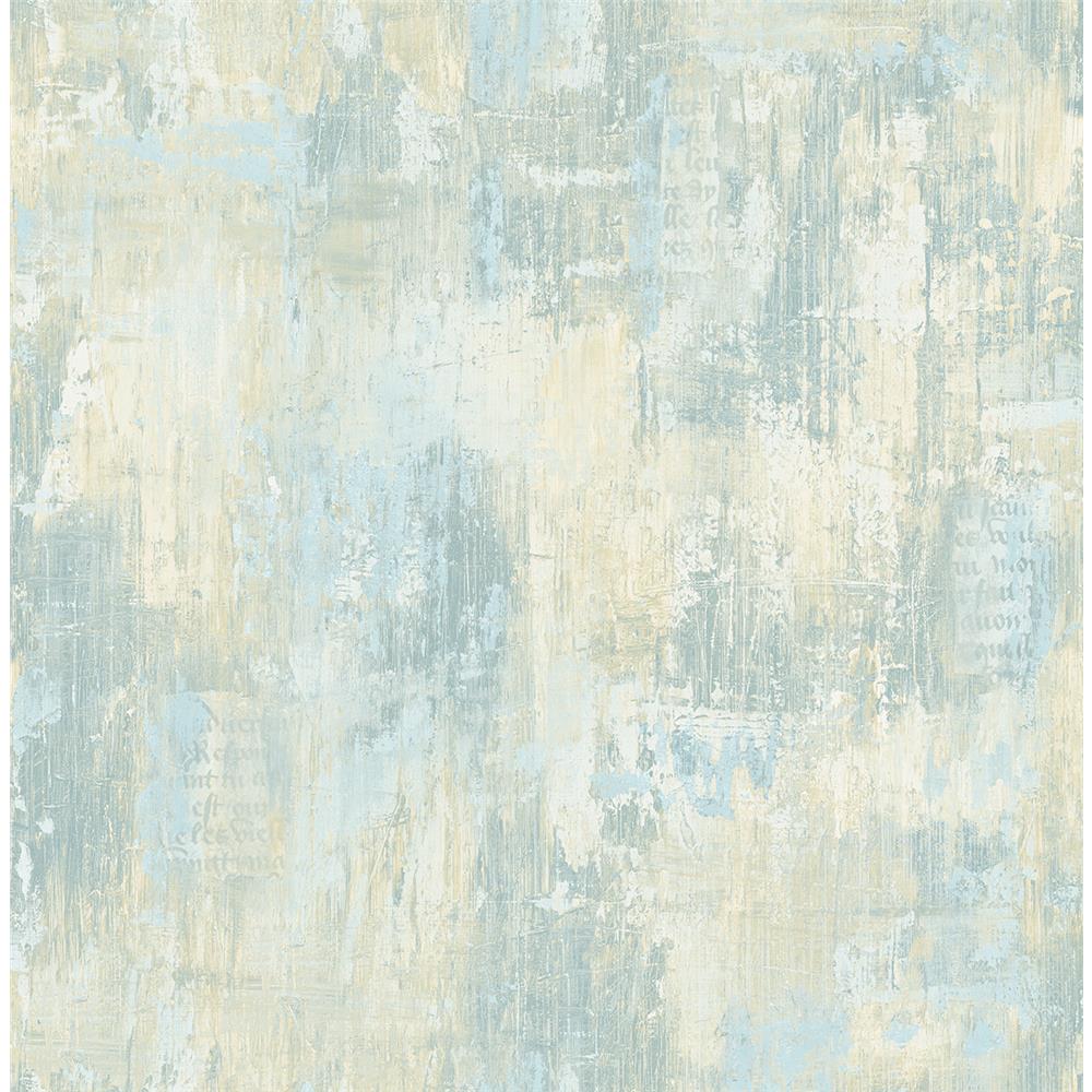 Wallquest VF30701 Manor House Gold Leaf Faux Finish Wallpaper in Blue