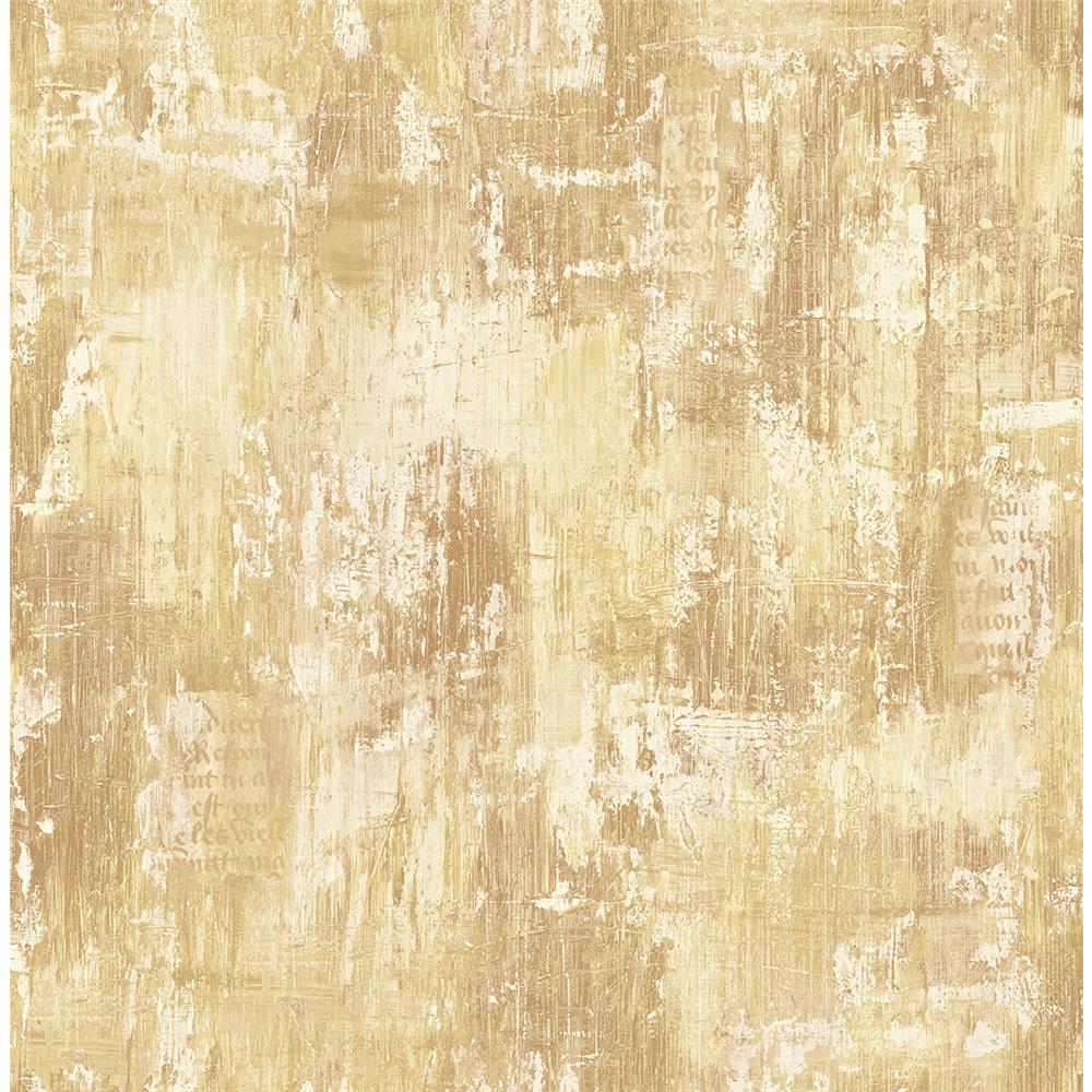 Wallquest VF30707 Manor House Gold Leaf Faux Finish Wallpaper in Brown