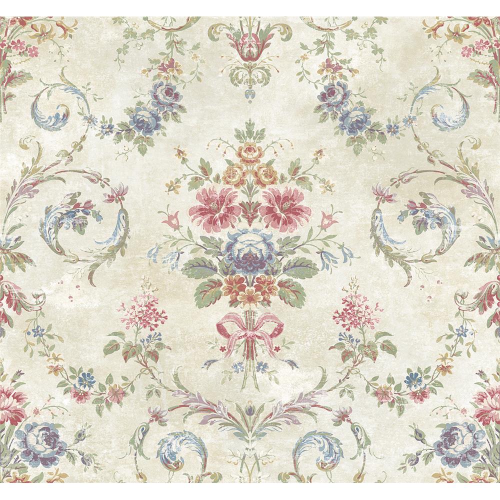 Wallquest VF30805 Manor House Tapestry Floral Wallpaper in Blue