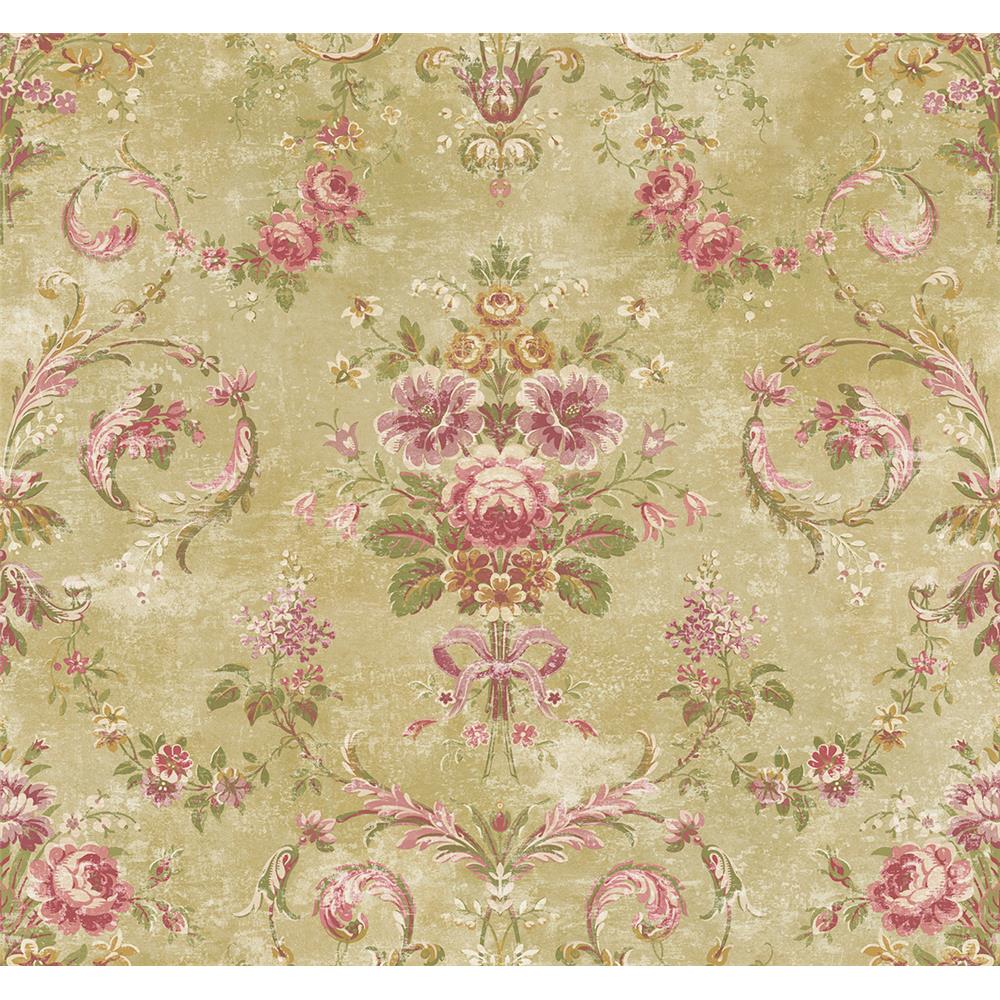 Wallquest VF30807 Manor House Tapestry Floral Wallpaper in Green
