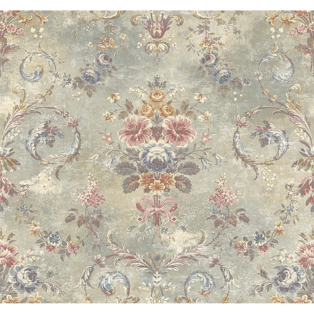 Wallquest VF30808 Manor House Tapestry Floral Wallpaper in Blue
