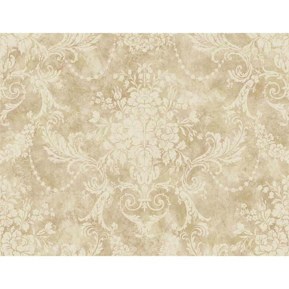 Wallquest VF31101 Manor House Floral Bouquet Wallpaper in Brown