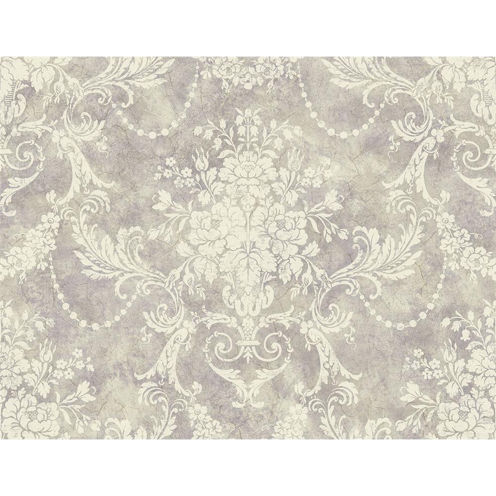 Wallquest VF31109 Manor House Floral Bouquet Wallpaper in Purple