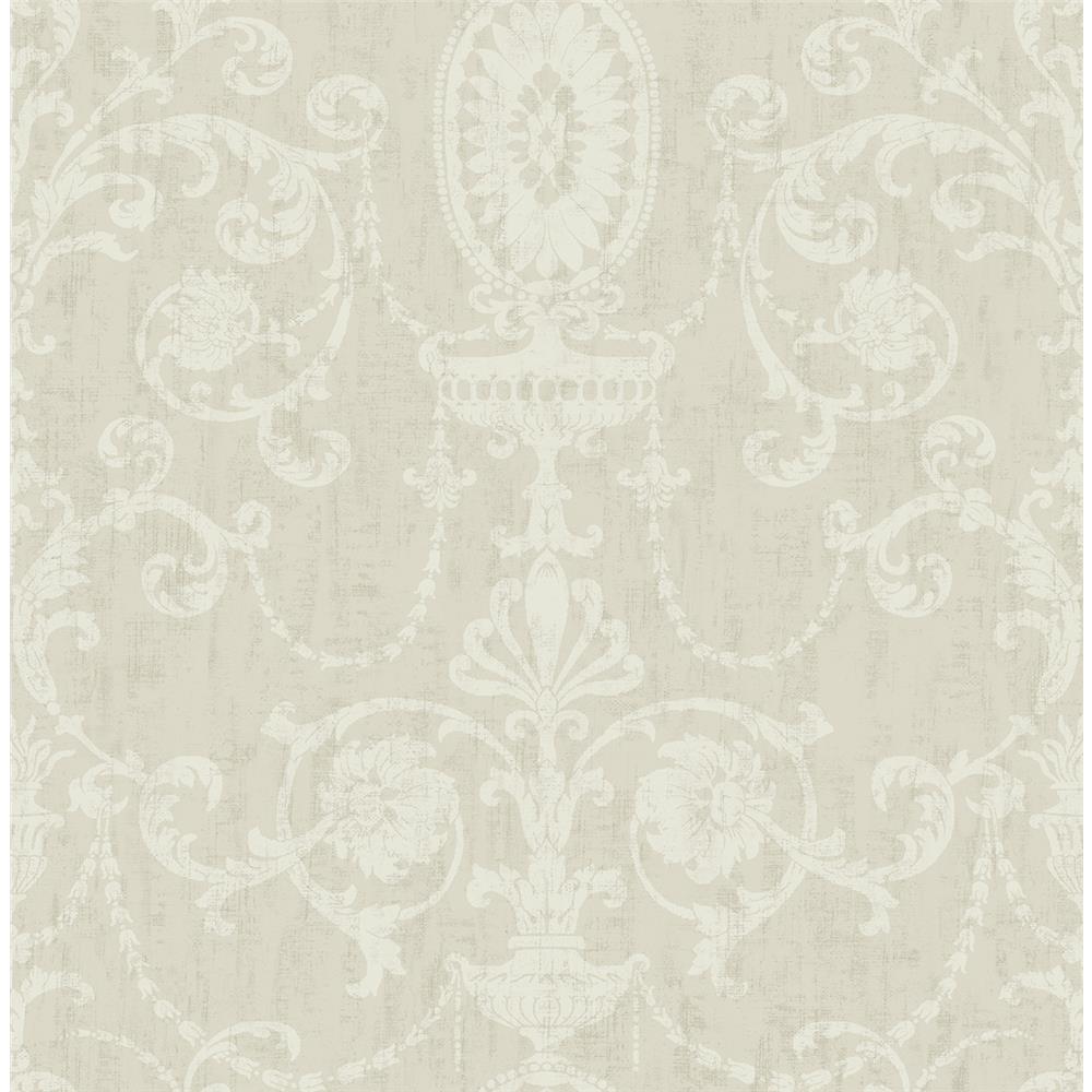Wallquest VF31808 Manor House Scroll Wallpaper in Grey
