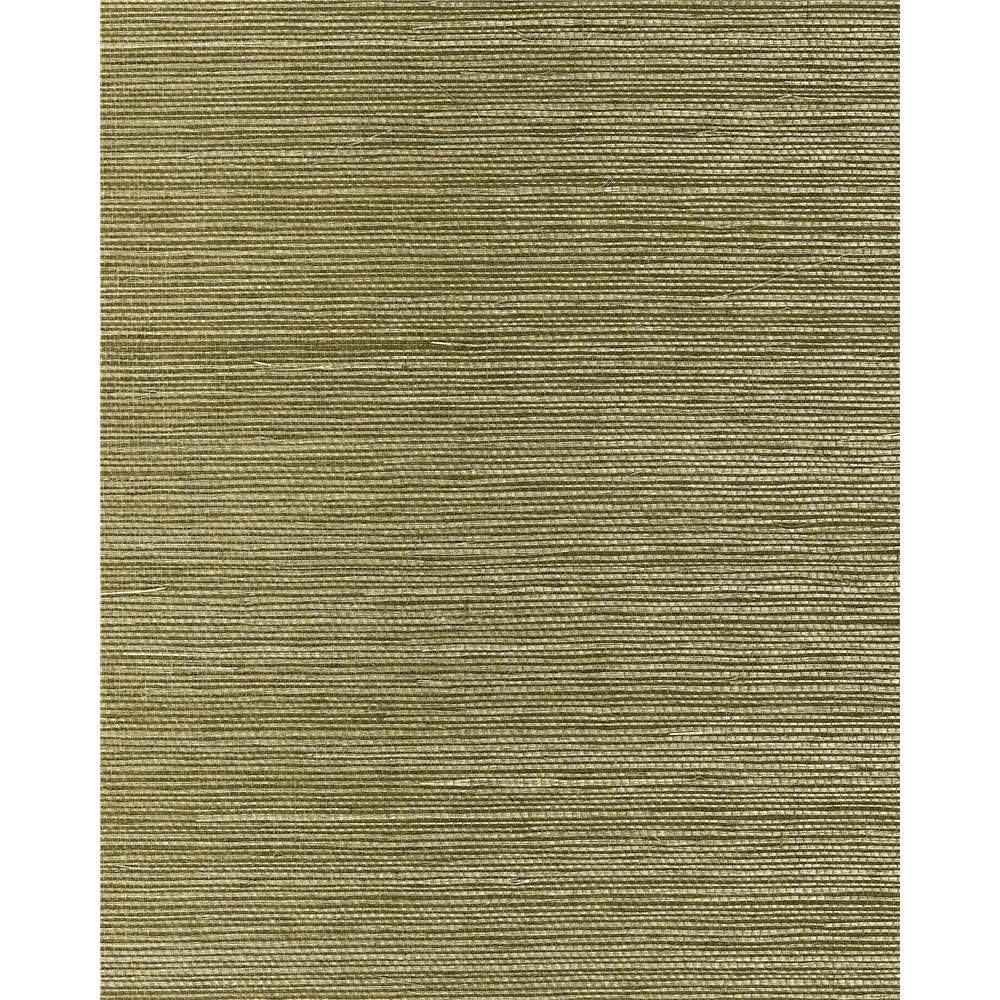 Washington Wallcoverings As1036 Asian Splendor Deep  Olive Green Tight Sisal Weave Grasscloth Wallpaper