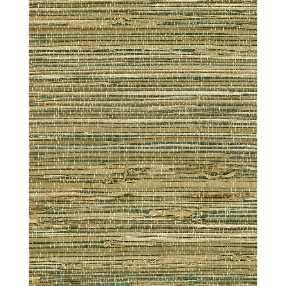 Washington Wallcoverings As536 Asian Splendor Medium Khaki Green Blend Natural Grasscloth Wallpaper