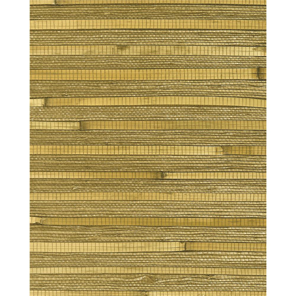 Washington Wallcoverings As780 Asian Splendor Deep Beige Bamboo Stripe Accent Natural Grasscloth Wallpaper