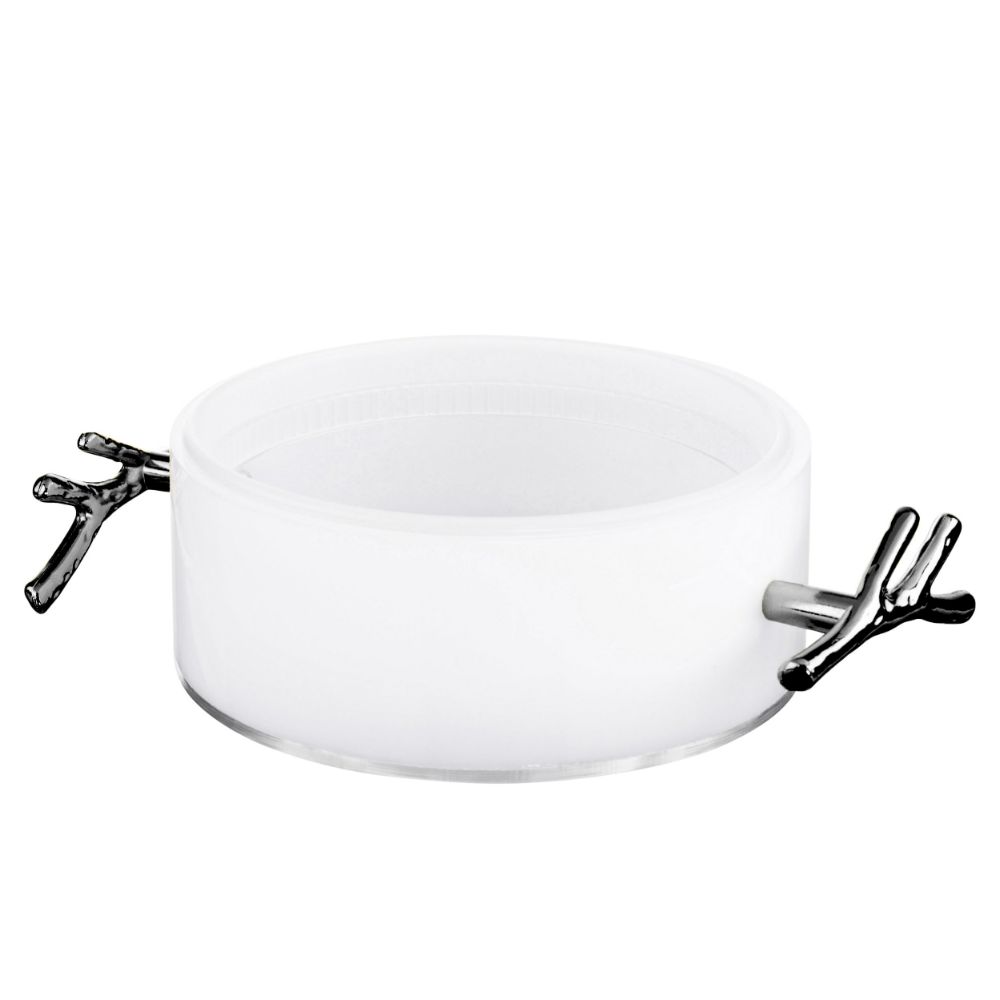 Dip Bowl - 1/2lb with Twig Handles - White & Black