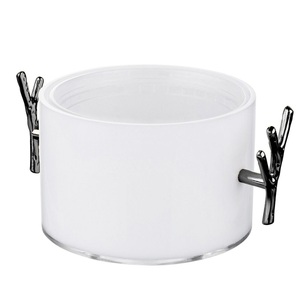 Dip Bowl - 1lb with Twig Handles - White & Black