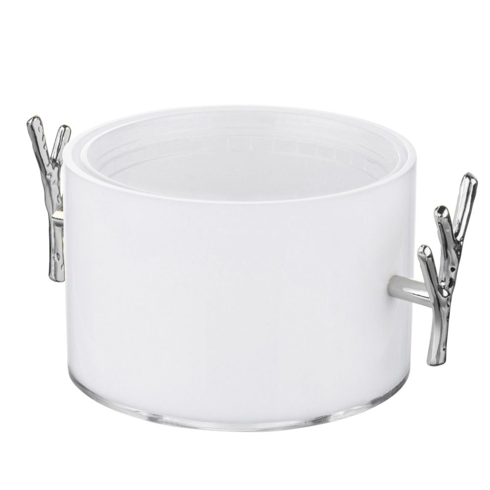 Dip Bowl - 1lb with Twig Handles - White & Silver
