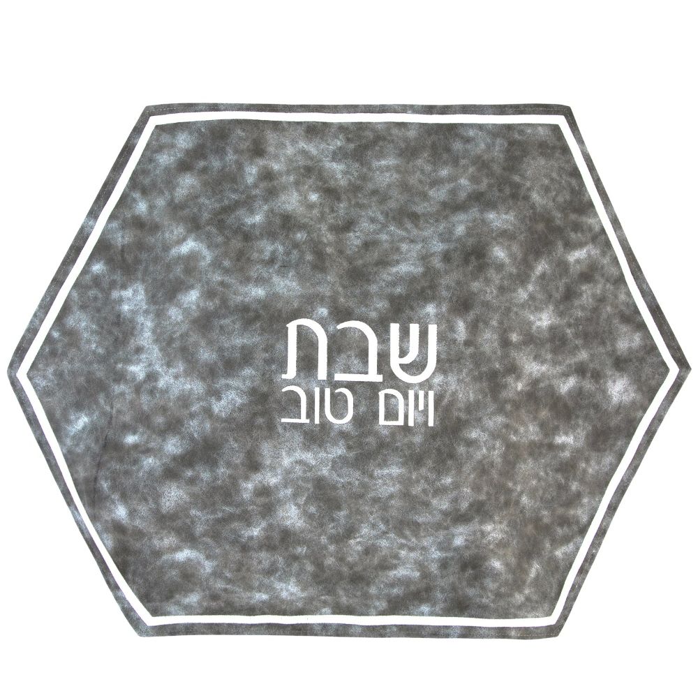 PU Leather Challah Cover - Hexagon - Marble & Gray