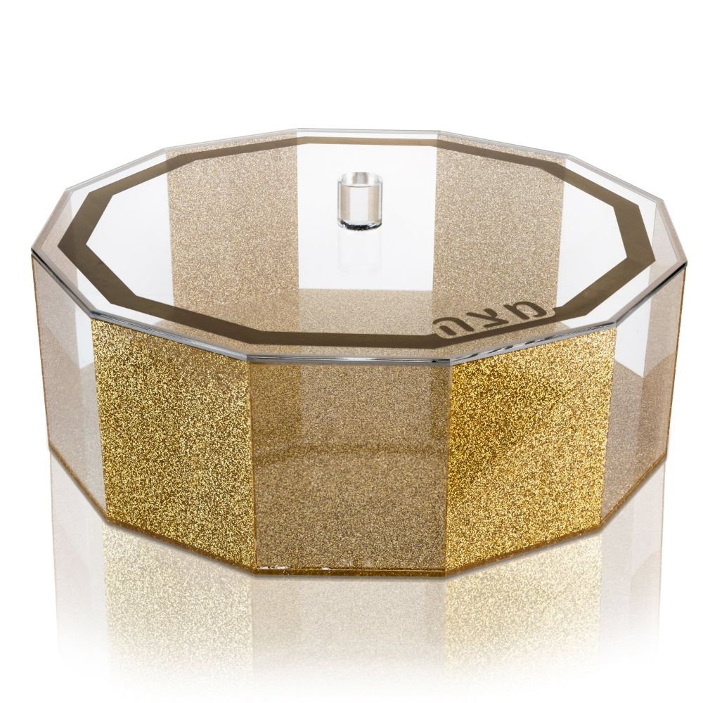 Matzah Box - Hexagon Gold Glitter - 13.5