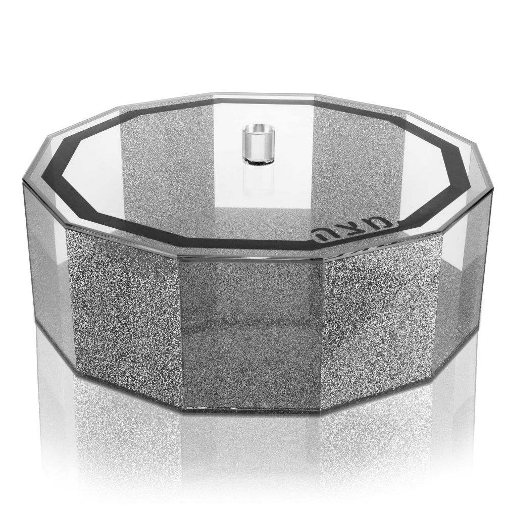 Hexagon Matzah Box Silver Glitter - 13.5