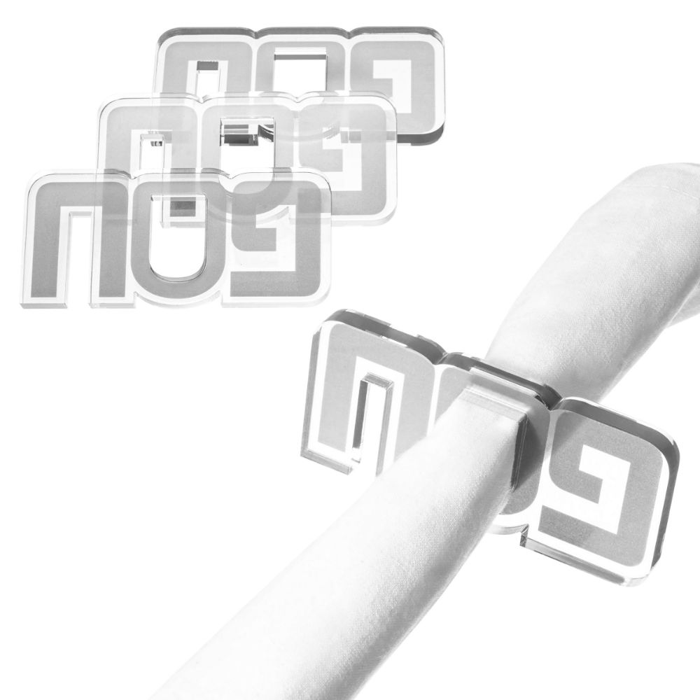 Napkin Rings - Die Cut Pesach Words - Silver