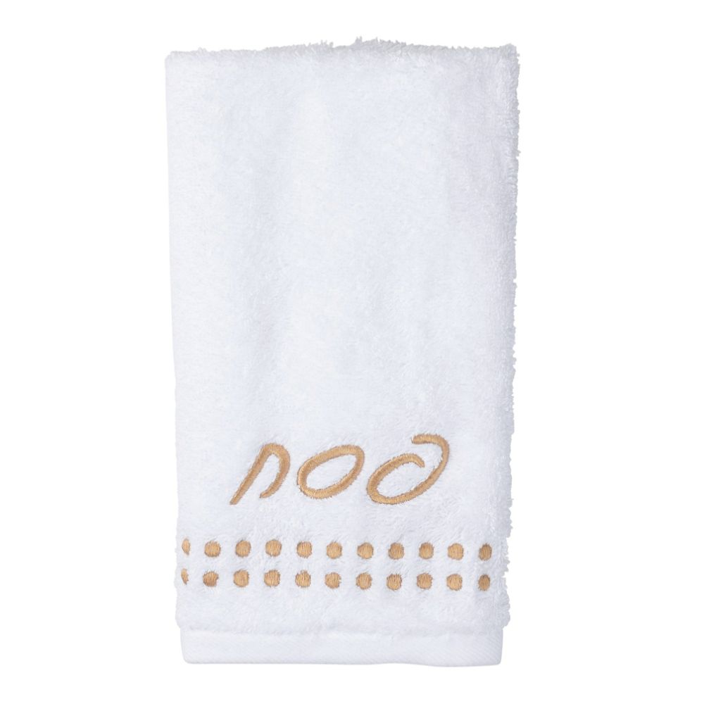 Finger Towels - Pesach Gold Dot Border